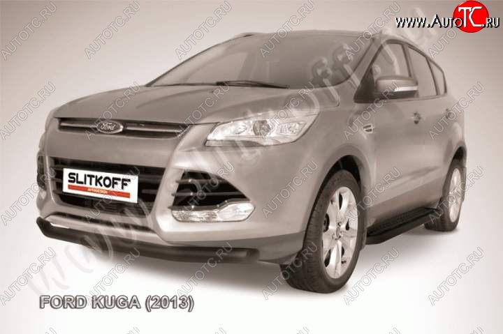 10 499 р. Защита переднего бампера Slitkoff (труба d76) Ford Kuga 2 дорестайлинг (2013-2016) (Цвет: серебристый)  с доставкой в г. Москва