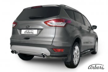 5 399 р. Защита заднего бампера Arbori (уголки, черная, 1 труба d57 mm). Ford Kuga 2 дорестайлинг (2013-2016)  с доставкой в г. Москва. Увеличить фотографию 1