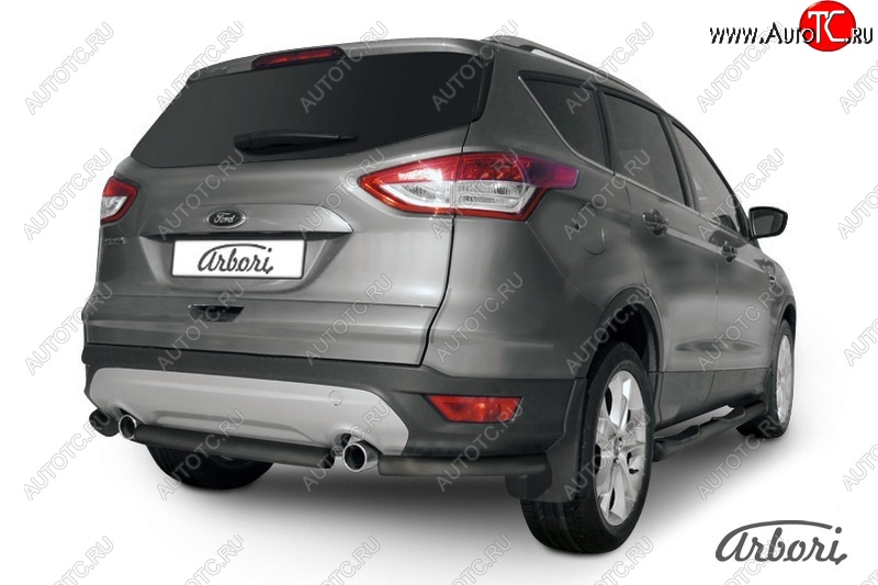 5 399 р. Защита заднего бампера Arbori (черная, 1 труба d57 mm). Ford Kuga 2 дорестайлинг (2013-2016)  с доставкой в г. Москва