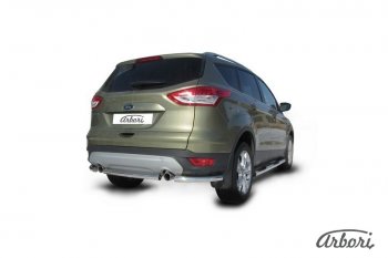 6 389 р. Защита заднего бампера Arbori (нержавейка, 1 труба d57 mm). Ford Kuga 2 дорестайлинг (2013-2016)  с доставкой в г. Москва. Увеличить фотографию 2