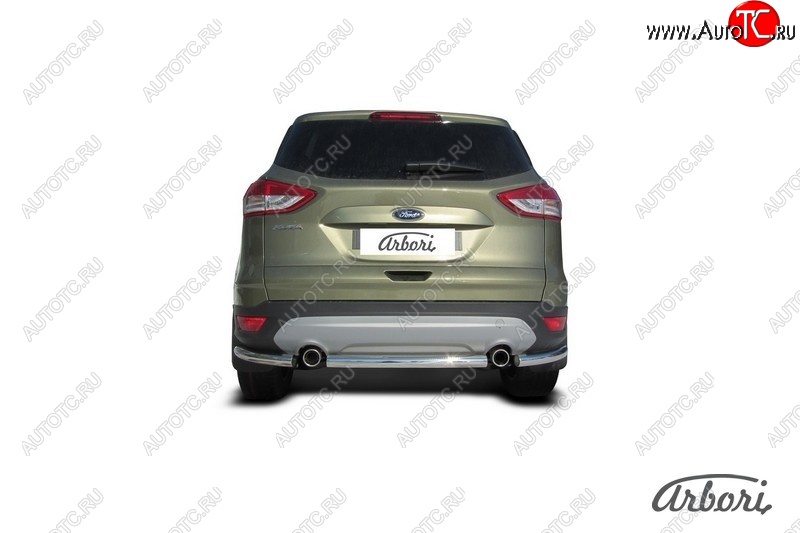 6 389 р. Защита заднего бампера Arbori (нержавейка, 1 труба d57 mm). Ford Kuga 2 дорестайлинг (2013-2016)  с доставкой в г. Москва