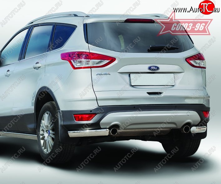 10 799 р. Защита заднего бампера из боковых уголков Souz-96 (d76х42) Ford Kuga 2 дорестайлинг (2013-2016)  с доставкой в г. Москва