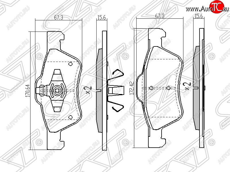 1 689 р. Колодки тормозные SAT (передние)  Ford Maverick  TM1 (2000-2007), Mazda Tribute (2000-2007)  с доставкой в г. Москва