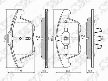 1 429 р. Колодки тормозные передние SAT  Ford Mondeo, Land Rover Freelander (L359), Volvo XC60, XC70  с доставкой в г. Москва. Увеличить фотографию 1