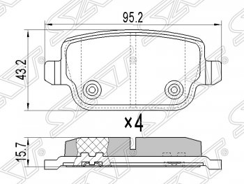 729 р. Колодки тормозные SAT (задние)  Ford Mondeo (2007-2014) Mk4,BD дорестайлинг, седан, Mk4,DG дорестайлинг, универсал, Mk4,BD рестайлинг, седан, Mk4,DG рестайлинг, универсал  с доставкой в г. Москва. Увеличить фотографию 1