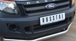 16 499 р. Одинарная защита переднего бампера диаметром 76 мм SLITKOFF Ford Ranger RapCab дорестайлинг (2011-2016)  с доставкой в г. Москва. Увеличить фотографию 2