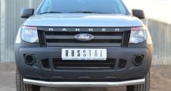 Одинарная защита переднего бампера диаметром 76 мм SLITKOFF Ford Ranger RapCab дорестайлинг (2011-2016)