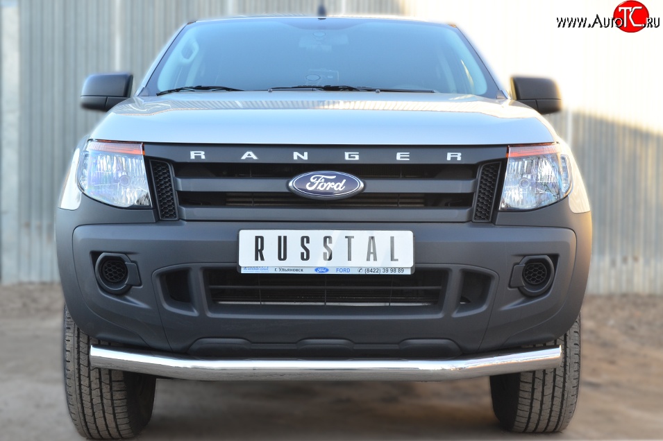 16 499 р. Одинарная защита переднего бампера диаметром 76 мм SLITKOFF  Ford Ranger ( DoubleCab,  RapCab) (2011-2016) дорестайлинг, дорестайлинг  с доставкой в г. Москва