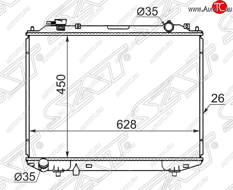 6 999 р. Радиатор двигателя SAT (пластинчатый, 2.5D/2.5TD/2.9D/3.0TD, МКПП)  Ford Ranger (2006-2011), Mazda B-Series (1998-2007), Mazda BT-50 (2006-2018)  с доставкой в г. Москва