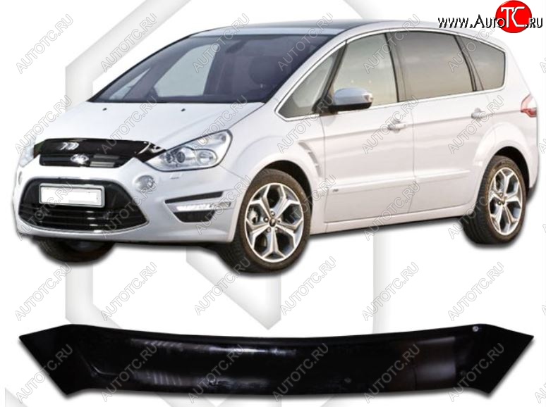 1 999 р. Дефлектор капота CA-Plastiс  Ford S-Max  1 (2010-2015) рестайлинг (Classic черный, Без надписи)  с доставкой в г. Москва