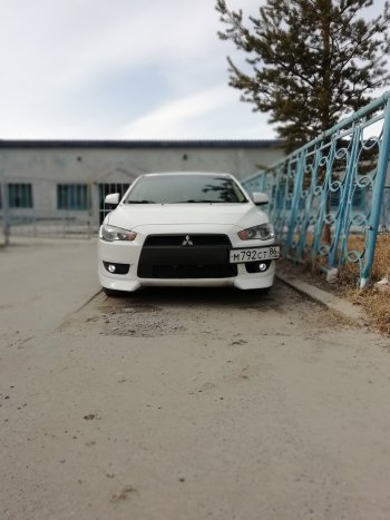 3 099 р. Клыки Evo на передний бампер автомобиля  Mitsubishi Lancer  10 (2007-2017) седан дорестайлинг, хэтчбэк дорестайлинг, седан рестайлинг, хэтчбек 5 дв рестайлинг (Неокрашенные)  с доставкой в г. Москва. Увеличить фотографию 7