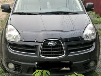 2 369 р. Дефлектор капота CA-Plastiс  Subaru Tribeca (2005-2007) (Шелкография черная)  с доставкой в г. Москва. Увеличить фотографию 3