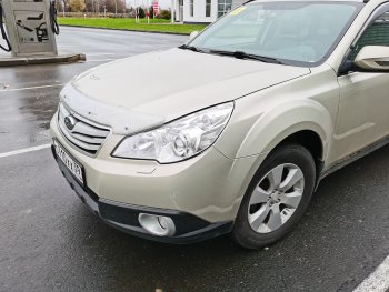 2 199 р. Дефлектор капота CA-Plastiс  Subaru Outback ( BR/B14,  BR,) (2009-2015) дорестайлинг универсал, B14)  рестайлинг универсал (Шелкография серебро)  с доставкой в г. Москва. Увеличить фотографию 3