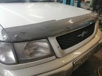 2 399 р. Дефлектор капота CA-Plastiс  Subaru Forester  SF (1997-2000) дорестайлинг (Шелкография карбон-серебро)  с доставкой в г. Москва. Увеличить фотографию 2