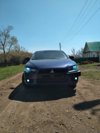 579 р. Реснички на фары Style Mitsubishi Lancer 10 седан дорестайлинг (2007-2010) (Неокрашенные)  с доставкой в г. Москва. Увеличить фотографию 3