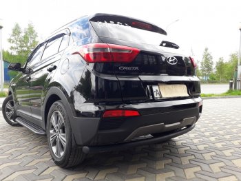 7 199 р. Защита заднего бампера из трубы d57 Slitkoff (радиусная) Hyundai Creta GS дорестайлинг (2015-2019) (Цвет: серебристый)  с доставкой в г. Москва. Увеличить фотографию 3