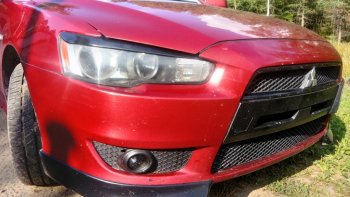 579 р. Реснички на фары Style  Mitsubishi Lancer  10 (2007-2017) седан дорестайлинг, хэтчбэк дорестайлинг, седан рестайлинг, хэтчбек 5 дв рестайлинг (Неокрашенные)  с доставкой в г. Москва. Увеличить фотографию 5