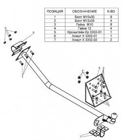 3 499 р. Фаркоп Лидер Плюс ГАЗ ГАЗель 3302 дорестайлинг шасси (1994-2002) (Без электропакета)  с доставкой в г. Москва. Увеличить фотографию 2