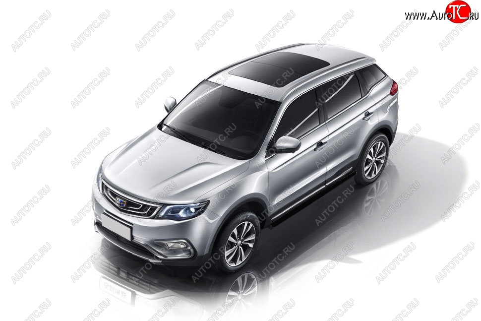 8 499 р. Защита порогов Slitkoff (d57 мм)  Geely Atlas  NL3 - Atlas Pro  NL3 (Сталь с полимерным покрытием. Цвет: чёрный)  с доставкой в г. Москва