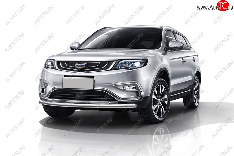 11 599 р. Защита переднего бампера Slitkoff (d57 мм)  Geely Atlas  NL3 (2016-2022) (Нержавейка, Полированная)  с доставкой в г. Москва