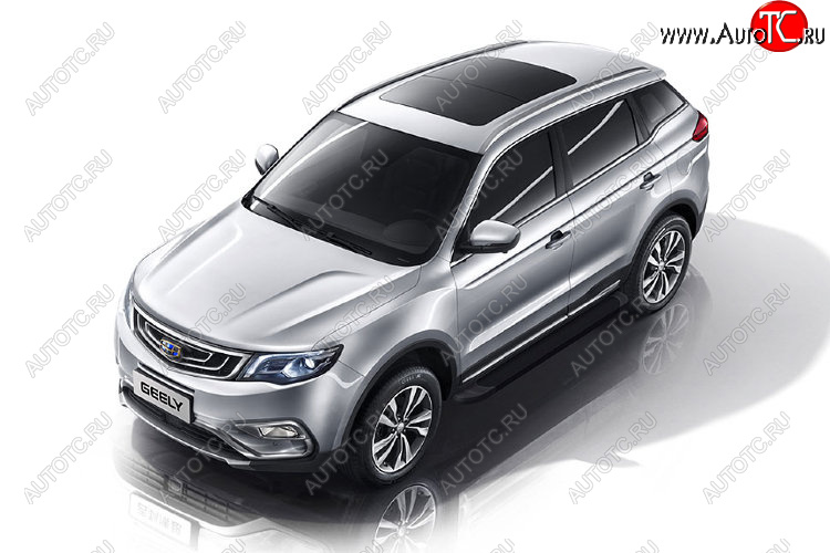 13 349 р. Пороги алюминиевые Slitkoff Geely Atlas NL3 (2016-2022) (Optima Black )  с доставкой в г. Москва