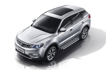 10 699 р. Пороги алюминиевые Slitkoff Geely Atlas NL3 (2016-2022) (Luxe Silver)  с доставкой в г. Москва. Увеличить фотографию 1