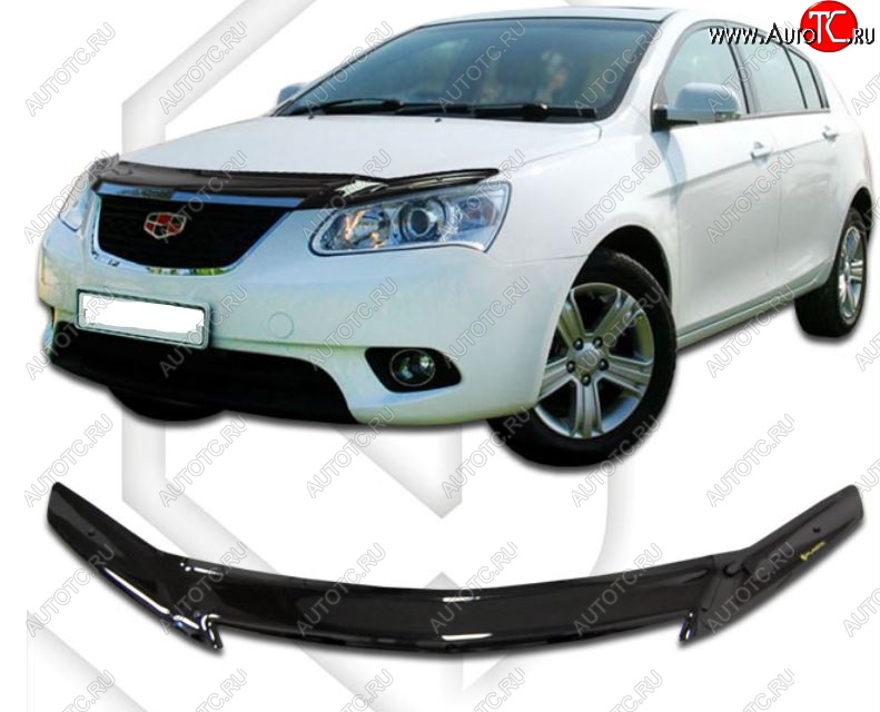 2 079 р. Дефлектор капота CA-Plastic  Geely Emgrand EC7 (2009-2016) хэтчбек (Classic черный, Без надписи)  с доставкой в г. Москва