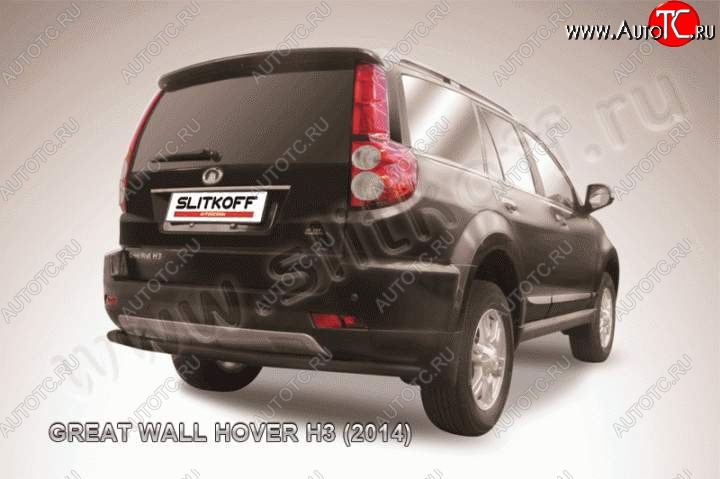 7 999 р. Защита заднего бампера Slitkoff (труба d57, длинная) Great Wall Hover H3  рестайлинг (2014-2016) (Цвет: серебристый)  с доставкой в г. Москва