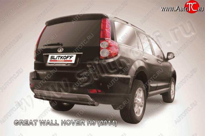 7 599 р. Защита заднего бампера Slitkoff (труба d57, радиусная) Great Wall Hover H3  рестайлинг (2014-2016) (Цвет: серебристый)  с доставкой в г. Москва