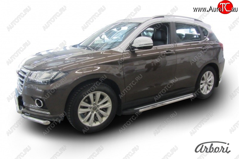 12 509 р. Порожки для ног Arbori Luxe Black Haval H2 (2014-2021)  с доставкой в г. Москва