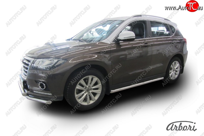 12 869 р. Защита штатных порогов Arbori (нержавейка, d57 mm). Haval H2 (2014-2021)  с доставкой в г. Москва