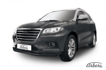 6 029 р. Защита переднего бампера Arbori (черная, 1 труба d57 mm). Haval H2 (2014-2021)  с доставкой в г. Москва. Увеличить фотографию 1