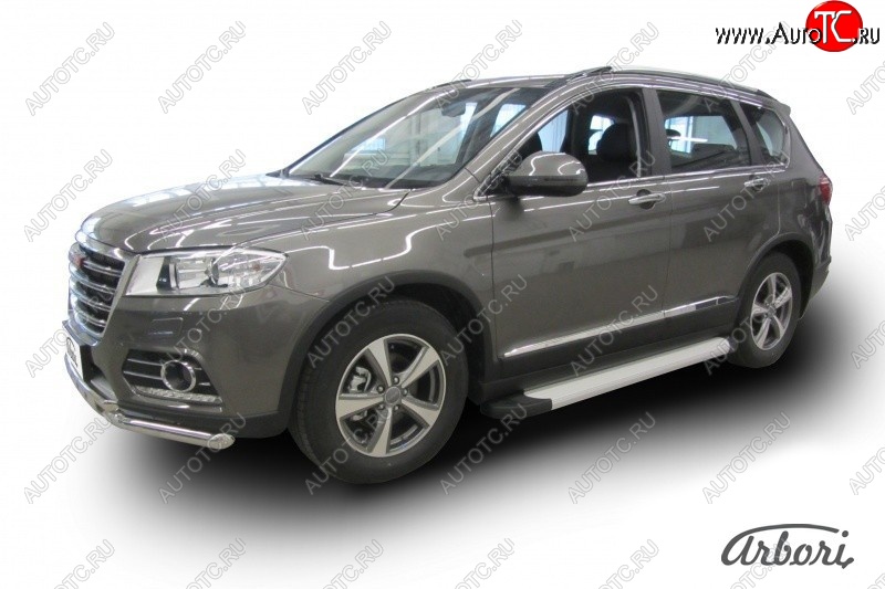 10 979 р. Порожки для ног Arbori Optima Silver Haval H6 (2013-2020)  с доставкой в г. Москва