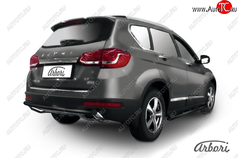 7 019 р. Защита заднего бампера Arbori (черная, 1 труба d57 mm). Haval H6 (2013-2020)  с доставкой в г. Москва