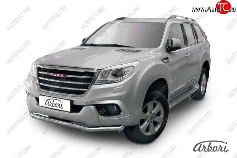 17 399 р. Защита переднего бампера Arbori (нержавейка, 1 труба d57 mm) Haval H9 дорестайлинг (2015-2017)  с доставкой в г. Москва