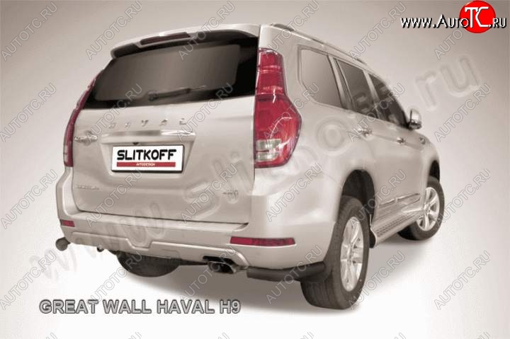 5 249 р. Защита заднего бампера из уголков d76 Slitkoff Haval H9 дорестайлинг (2015-2017) (Цвет: серебристый)  с доставкой в г. Москва