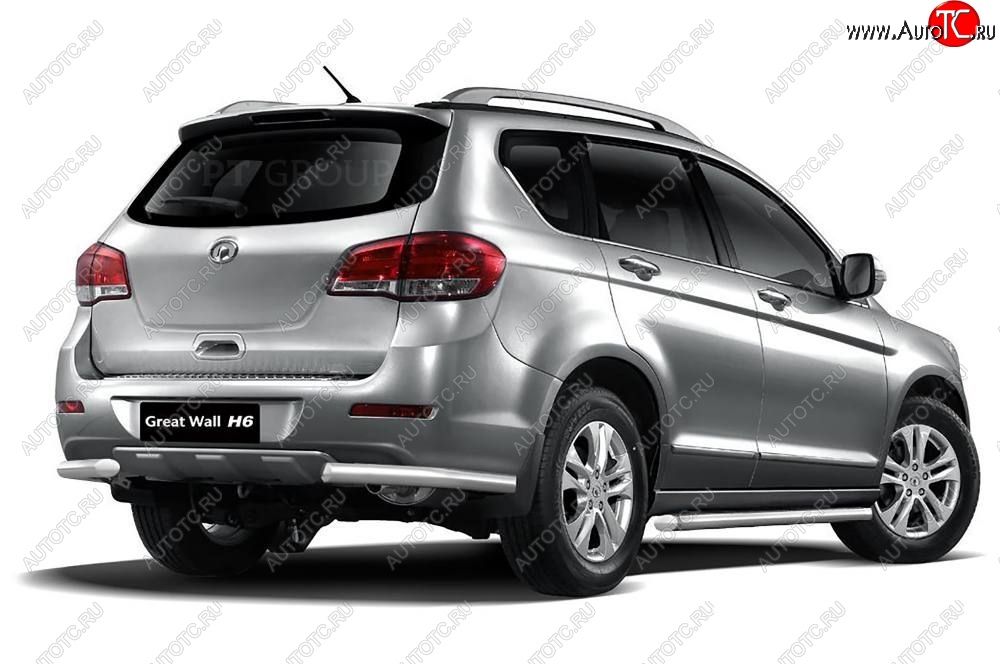 10 649 р. Защита заднего бампера Petroil Tuning (уголки, d63) Great Wall Hover H6 (2012-2016) (Нержавейка)  с доставкой в г. Москва