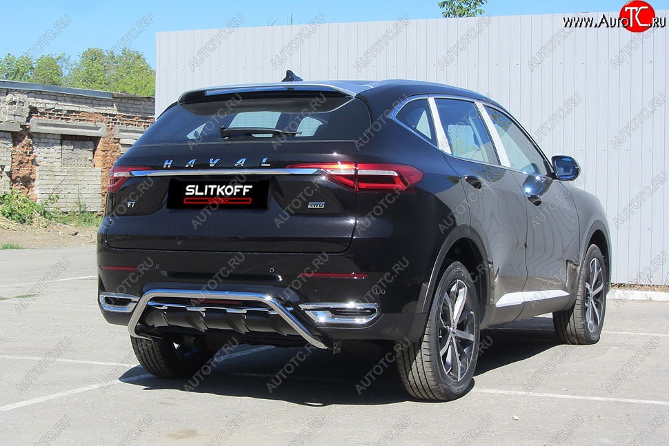 15 549 р. Защита заднего бампера (Ø42 мм, нержавейка) Slitkoff  Haval F7 - F7x  с доставкой в г. Москва