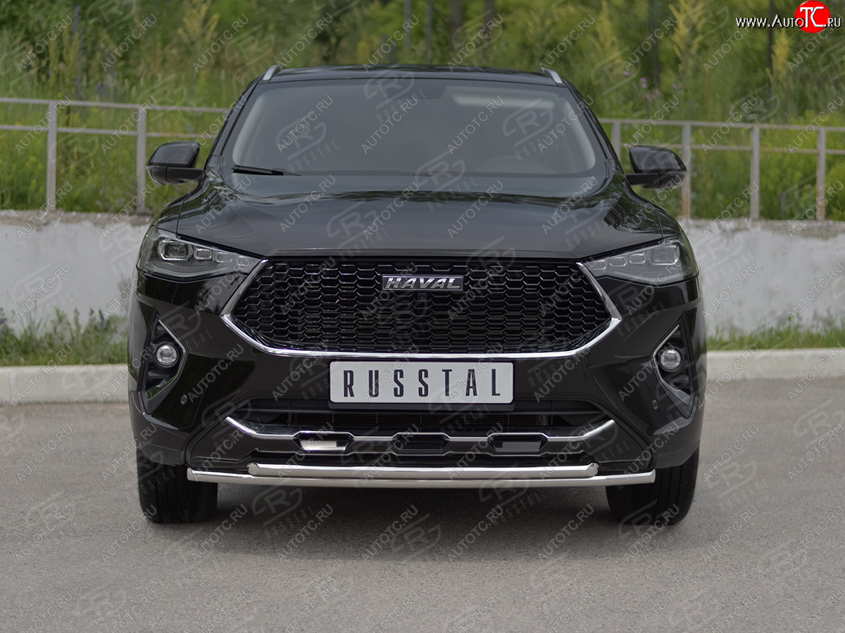 13 999 р. Защита переднего бампера (Ø42 мм, нержавейка, 4WD) SLITKOFF  Haval F7x (2019-2022) дорестайлинг (полированная нержавейка)  с доставкой в г. Москва