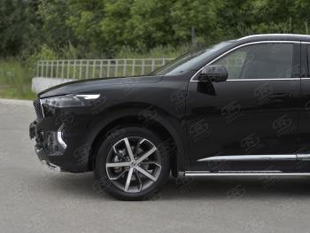 13 999 р. Защита переднего бампера (Ø42 мм, нержавейка, 4WD) SLITKOFF  Haval F7x (2019-2022) дорестайлинг (полированная нержавейка)  с доставкой в г. Москва. Увеличить фотографию 4