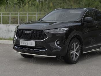 11 199 р. Защита переднего бампера (Ø42 мм, нержавейка, 4WD) SLITKOFF  Haval F7x (2019-2022) дорестайлинг  с доставкой в г. Москва. Увеличить фотографию 2