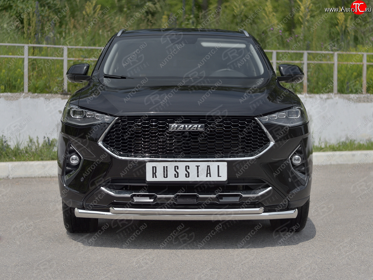 14 999 р. Защита переднего бампера (Ø63 мм секции, нержавейка, 1.5 4WD) SLITKOFF  Haval F7x (2019-2022) дорестайлинг  с доставкой в г. Москва