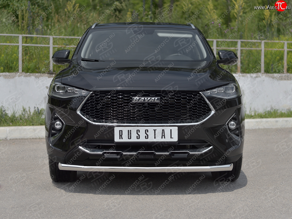 13 399 р. Защита переднего бампера (Ø63 мм секции, нержавейка, 1,5 4WD) SLITKOFF  Haval F7x (2019-2022) дорестайлинг  с доставкой в г. Москва