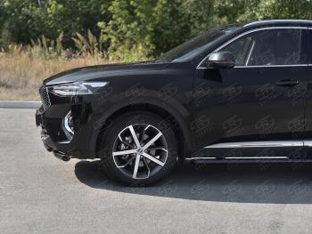 12 349 р. Защита переднего бампера SLITKOFF (Ø57 секции/Ø42 дуга)  Haval F7x (2019-2022) дорестайлинг (нержавейка с полимерным покрытием, черный)  с доставкой в г. Москва. Увеличить фотографию 3