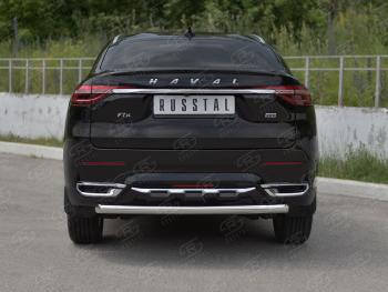 11 899 р. Защита заднего бампера (Ø63 мм, нержавейка) Russtal  Haval F7x (2019-2022)  дорестайлинг  с доставкой в г. Москва. Увеличить фотографию 1