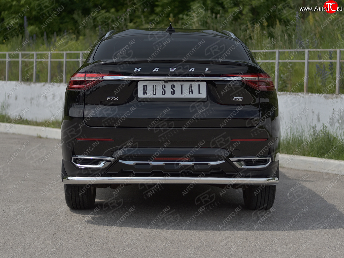 12 849 р. Защита заднего бампера (Ø63 мм, нержавейка) SLITKOFF  Haval F7x (2019-2022) дорестайлинг  с доставкой в г. Москва