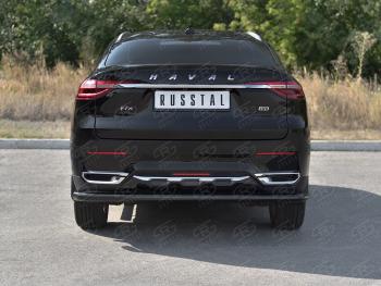 9 399 р. Защита заднего бампера (1.5 4WD Ø57 мм) SLITKOFF Haval F7x дорестайлинг (2019-2022) (нержавейка с полимерным покрытием, черный)  с доставкой в г. Москва. Увеличить фотографию 2