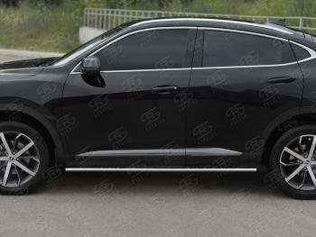 23 749 р. Защита порогов (Ø75x42 мм, с проступью) Russtal  Haval F7x (2019-2022)  дорестайлинг (полированная нержавейка)  с доставкой в г. Москва. Увеличить фотографию 2