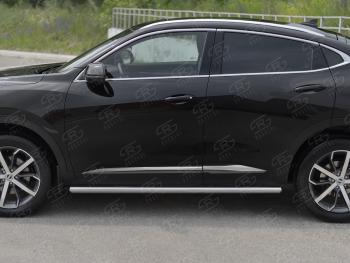 17 649 р. Защита порогов (Ø63 мм) SLITKOFF  Haval F7x (2019-2022) дорестайлинг (полированная нержавейка, торцы с пластиковыми заглушками)  с доставкой в г. Москва. Увеличить фотографию 2