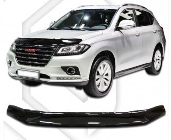 1 999 р. Дефлектор капота CA-Plastic Haval H2 (2014-2021) (Classic черный, Без надписи)  с доставкой в г. Москва. Увеличить фотографию 1